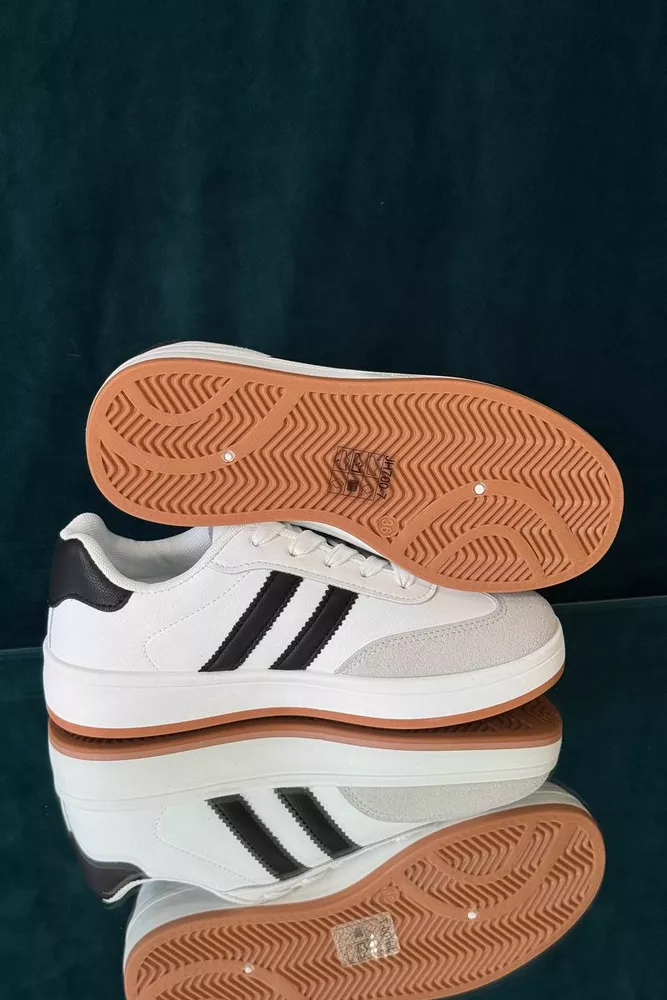 Купить Кроссовки женские экокожа, цвет бело-серый, 248RJH700-7 - Фото №5