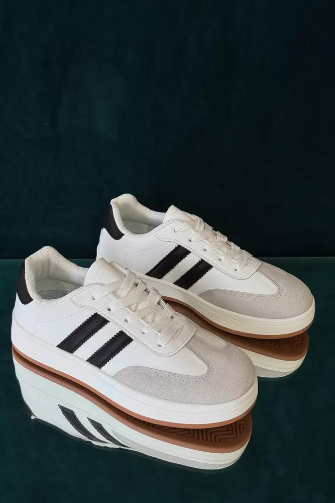 Купить Кроссовки женские экокожа, цвет бело-серый, 248RJH700-7 - Фото №1