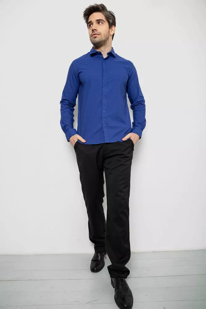 Купити Сорочка чоловіча однотонна з принтом  -уцінка, колір електрик, 186R6918-1-U - Фото №2