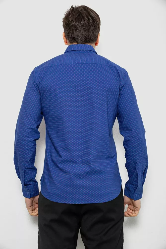 Купити Сорочка чоловіча однотонна з принтом  -уцінка, колір електрик, 186R6918-1-U - Фото №4