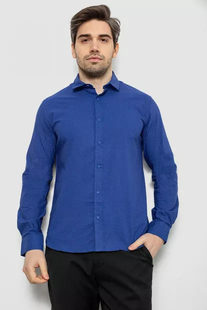 Сорочка чоловіча однотонна з принтом  -уцінка, колір електрик, 186R6918-1-U