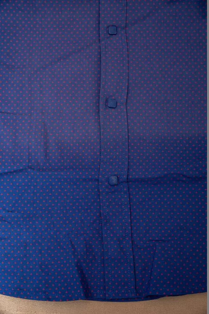 Купити Сорочка чоловіча однотонна з принтом  -уцінка, колір електрик, 186R6918-1-U - Фото №6