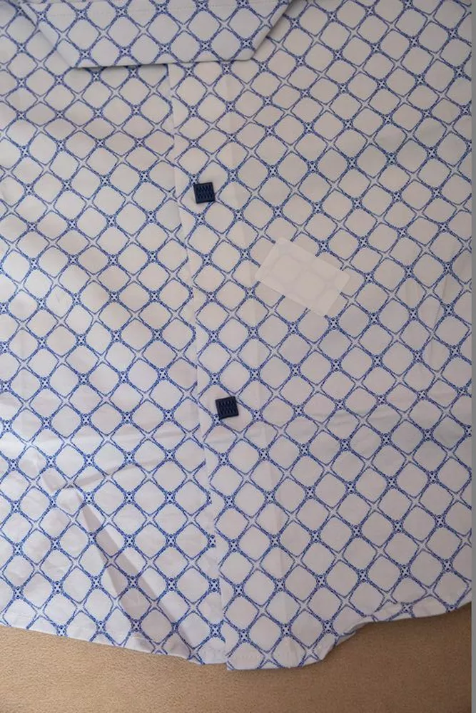 Купити Сорочка чоловіча з принтом  -уцінка, колір білий, 214R7330-U-1 оптом - Фото №6