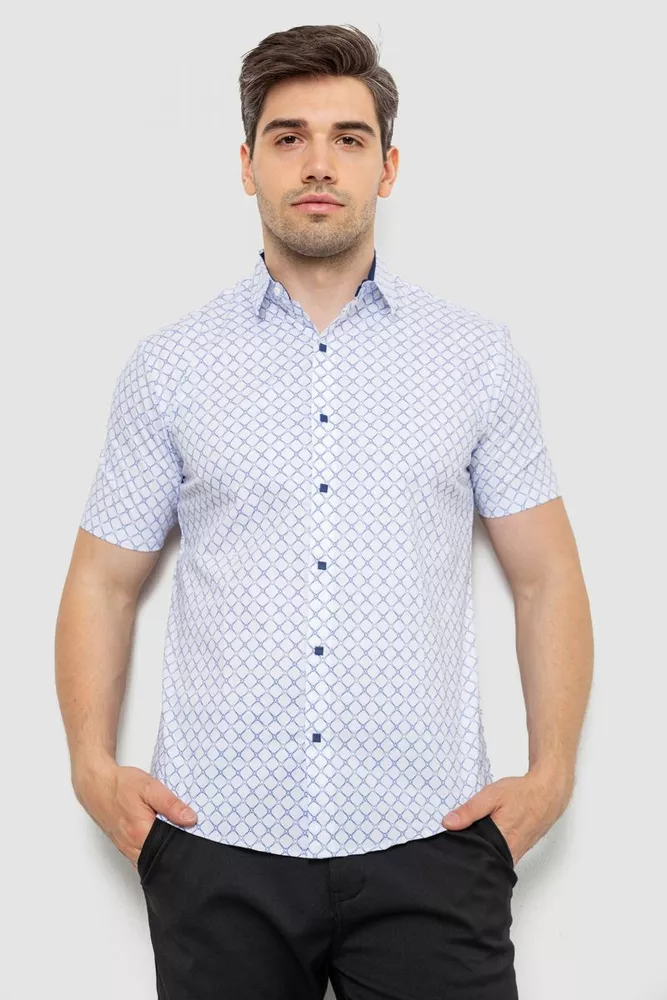 Купить Рубашка мужская с принтом  -уценка, цвет белый, 214R7330-U-4 - Фото №1