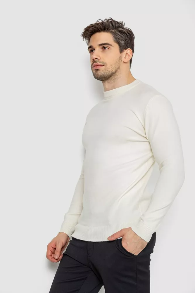 Купить Свитер мужской однотонный  -уценка, цвет белый, 242R055-U-8 - Фото №3