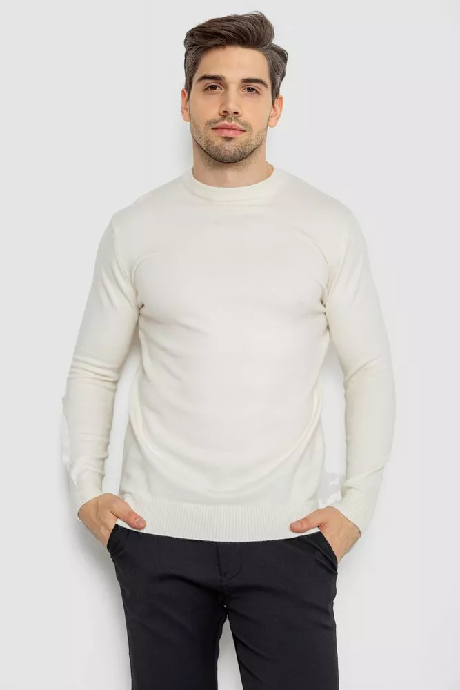 Купить Свитер мужской однотонный  -уценка, цвет белый, 242R055-U-8 - Фото №1