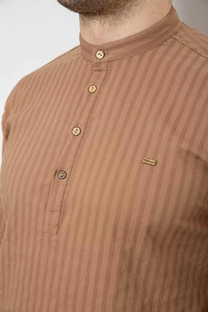 Купить Рубашка мужская однотонная с принтом  -уценка, цвет бежевый, 186R2077-U оптом - Фото №5