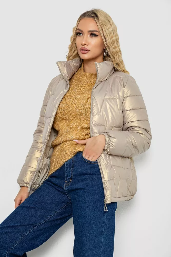 Купити Куртка жіноча демісезонна  -уцінка, колір бежевий, 243R005-U-5 - Фото №3