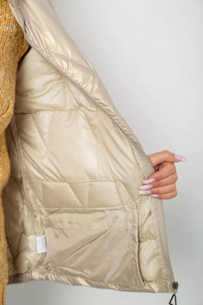 Купити Куртка жіноча демісезонна  -уцінка, колір бежевий, 243R005-U-5 - Фото №6