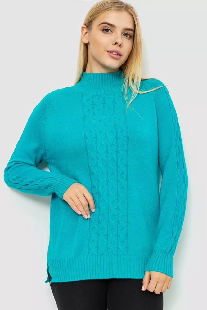 Купити Светр жіночий, колір бірюзовий, 221R20PCS7 - Фото №1