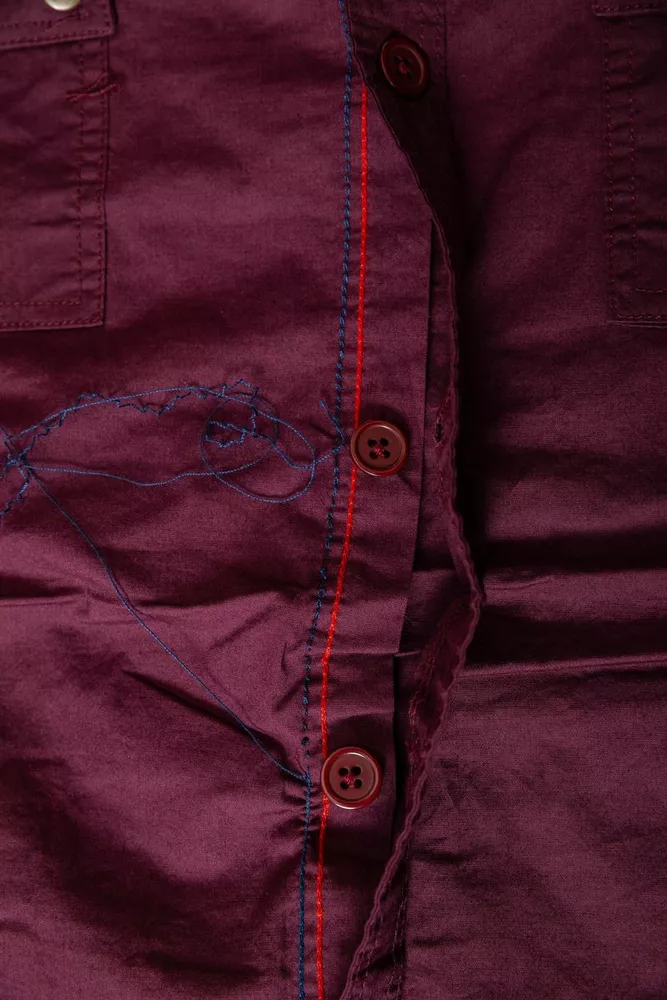 Купити Сорочка чоловіча однотонна з принтом  -уцінка, колір бордовий, 186R01-U-5 - Фото №6