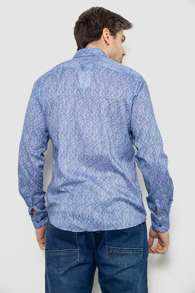Купить Мужская рубашка с принтом  -уценка, цвет голубой, 186R6917-7-U оптом - Фото №4