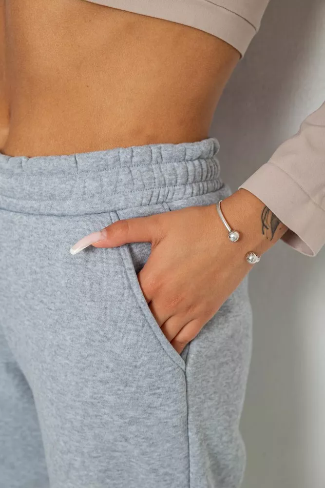 Купить Спортивные штаны женские на флисе  -уценка, цвет светло-серый, 238R57828-1-U - Фото №5