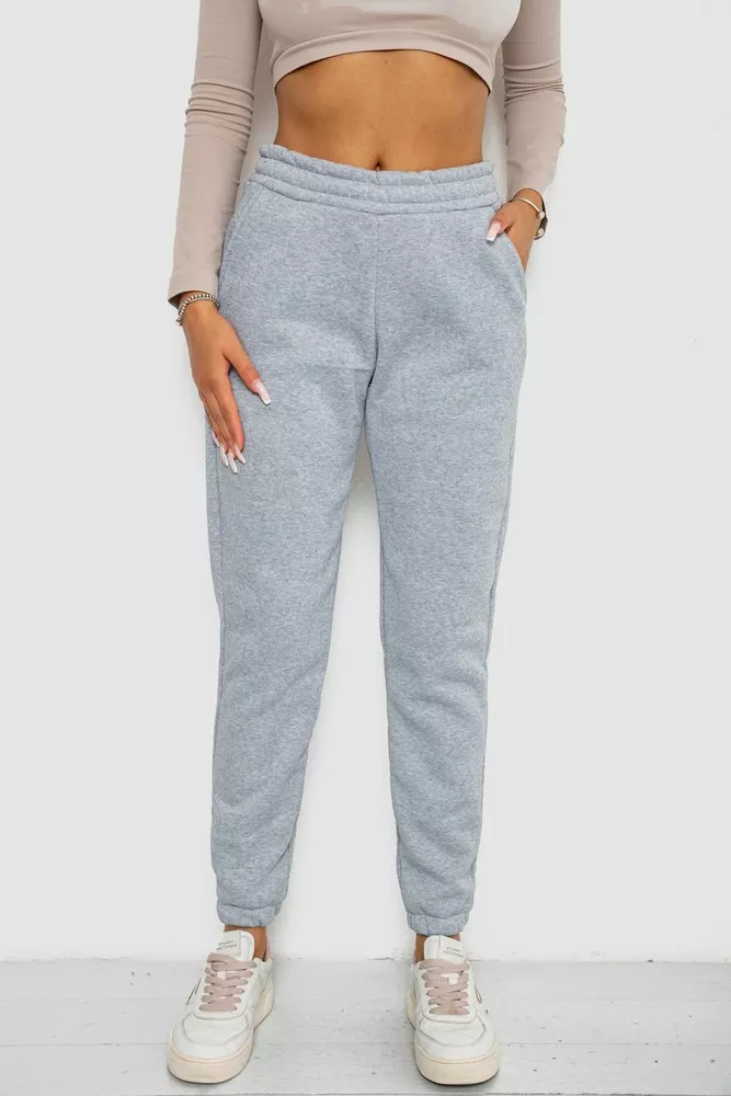 Купить Спортивные штаны женские на флисе  -уценка, цвет светло-серый, 238R57828-1-U - Фото №1