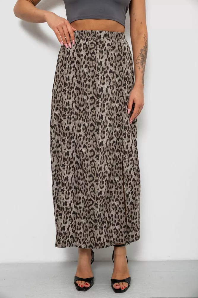 Купить Юбка софт с леопардовым принтом, цвет серый, 257R11-3 - Фото №3