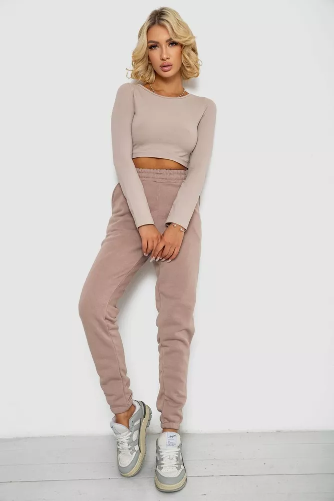 Купить Спортивные штаны женские на флисе  -уценка, цвет мокко, 238R57013-U-7 - Фото №2