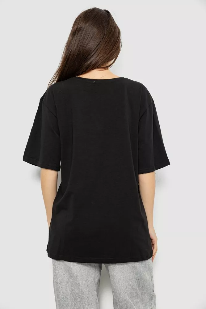 Купити Футболка жіноча з принтом, колір чорний, 244R3006 - Фото №4