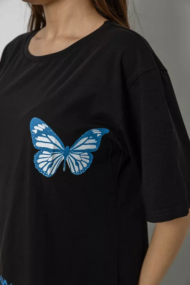 Купити Футболка жіноча з принтом, колір чорний, 244R3006 - Фото №5