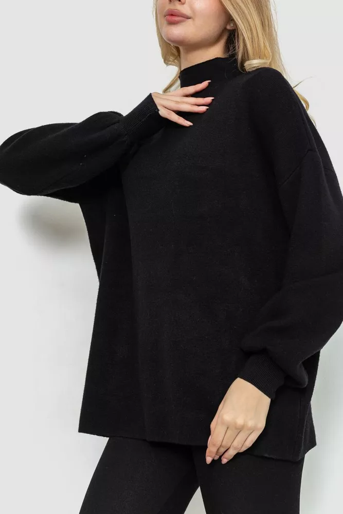 Купить Гольф женский свободного кроя oversize, цвет черный, 204R165 - Фото №3