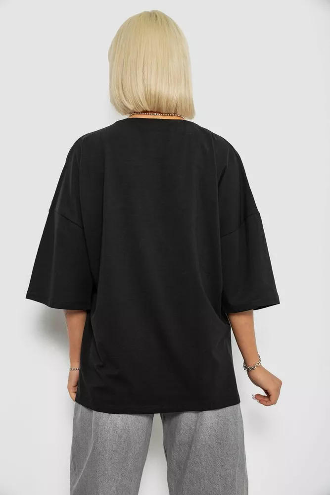 Купити Футболка жіноча з принтом, колір чорний, 244R3008 оптом - Фото №4