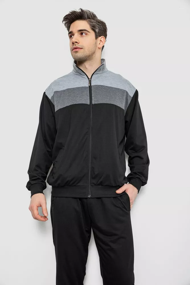 Купить Спортивный костюм мужской, цвет черно-серый, 244R9160 - Фото №2