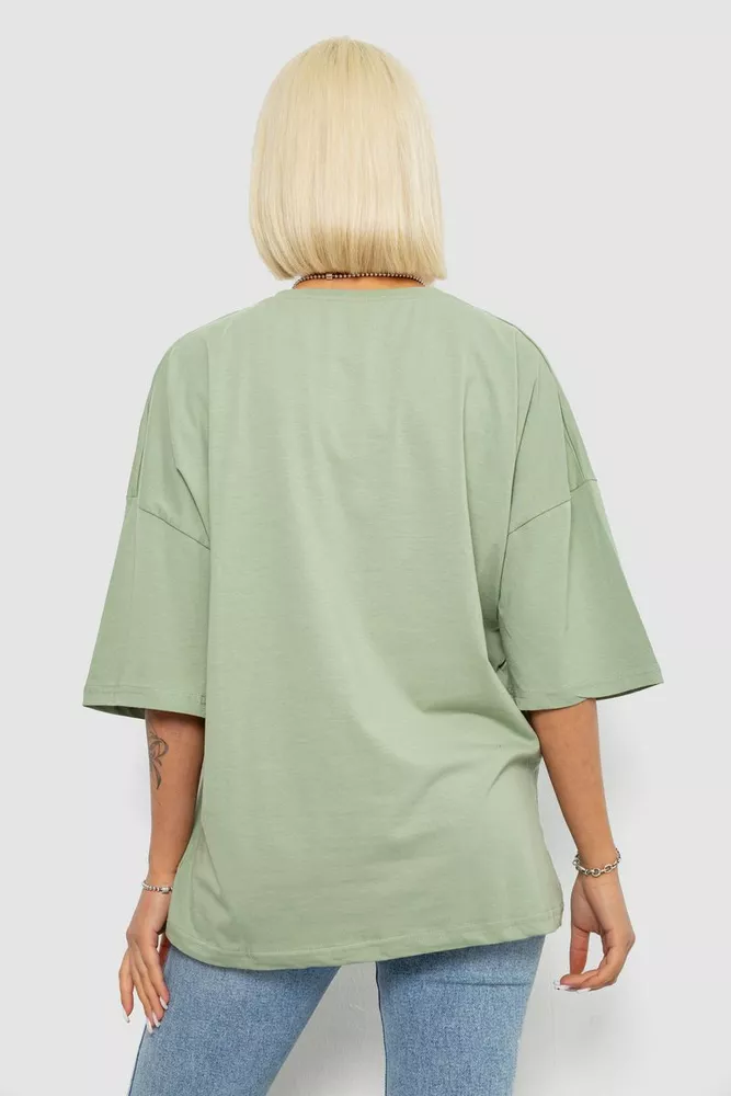 Купити Футболка жіноча з принтом, колір світло-оливковий, 244R3008 оптом - Фото №4