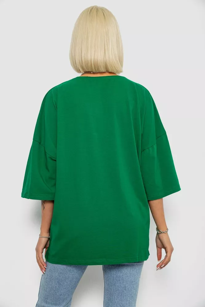 Купити Футболка жіноча з принтом, колір темно-зелений, 244R3008 оптом - Фото №4