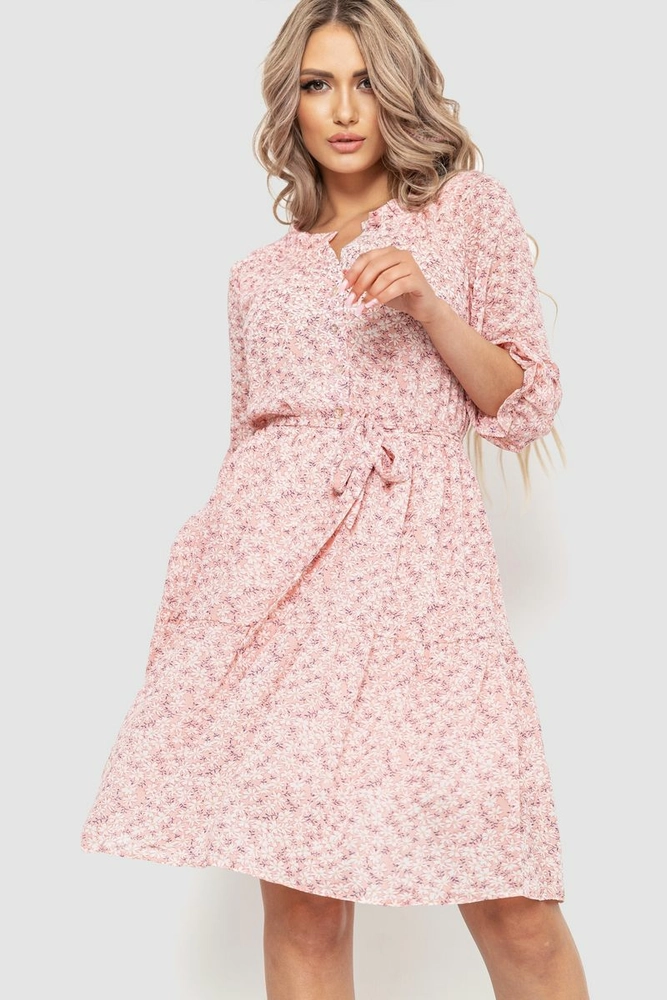 Купити Сукня шифонова на підкладці, колір пудровий, 230R023-13 - Фото №2