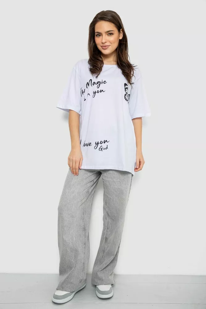 Купити Футболка жіноча з принтом, колір білий, 244R3006 оптом - Фото №2