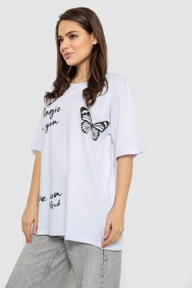 Купити Футболка жіноча з принтом, колір білий, 244R3006 оптом - Фото №3