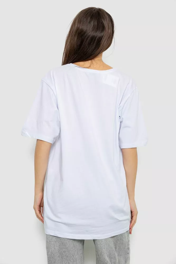 Купити Футболка жіноча з принтом, колір білий, 244R3006 оптом - Фото №4