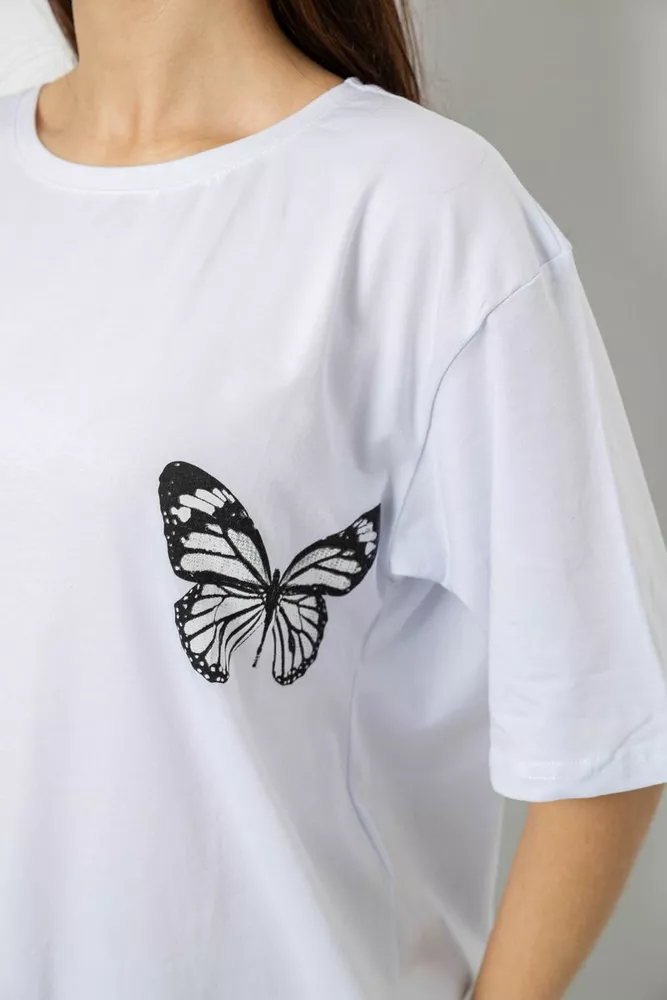 Купити Футболка жіноча з принтом, колір білий, 244R3006 оптом - Фото №5