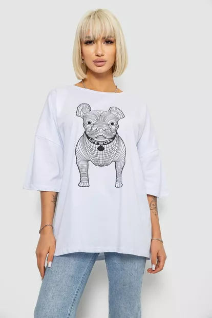 Футболка жіноча з принтом, колір білий, 244R3008