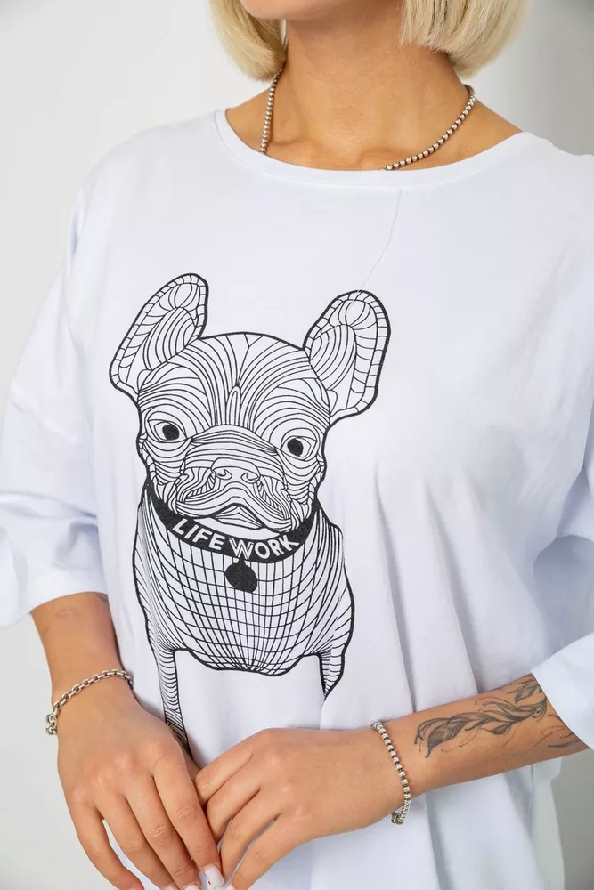 Купити Футболка жіноча з принтом, колір білий, 244R3008 - Фото №5