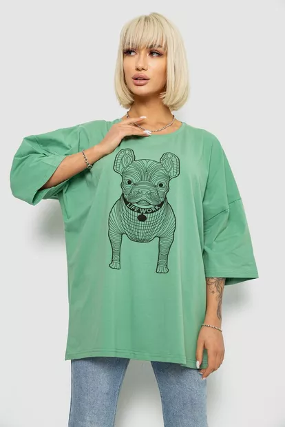 Футболка жіноча з принтом, колір оливковий, 244R3008