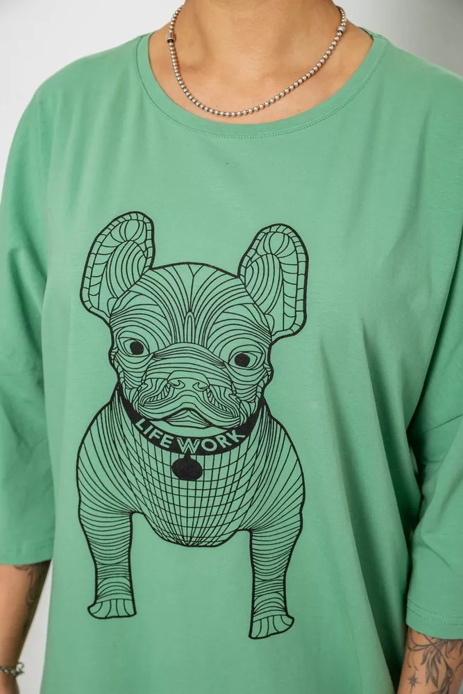 Купити Футболка жіноча з принтом, колір оливковий, 244R3008 оптом - Фото №5