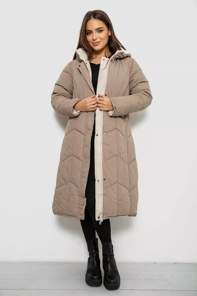 Купить Куртка женская двусторонняя зимняя  -уценка, цвет темно-бежевый, 244R24115-U-2 - Фото №2