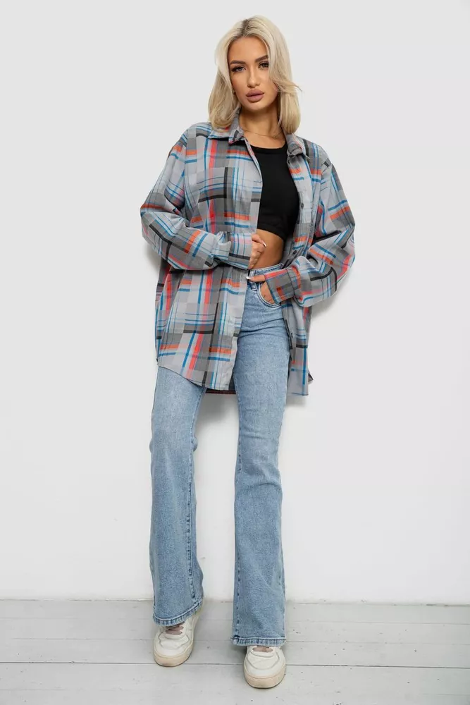 Купить Рубашка женская в клетку  -уценка, цвет серо-красный, 257R505-U - Фото №2