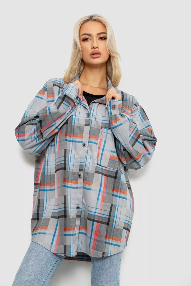 Купить Рубашка женская в клетку  -уценка, цвет серо-красный, 257R505-U - Фото №1