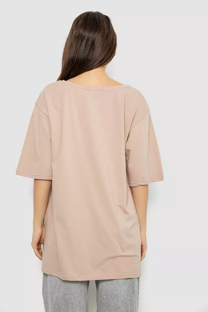 Купити Футболка жіноча з принтом, колір бежевий, 244R3006 - Фото №4