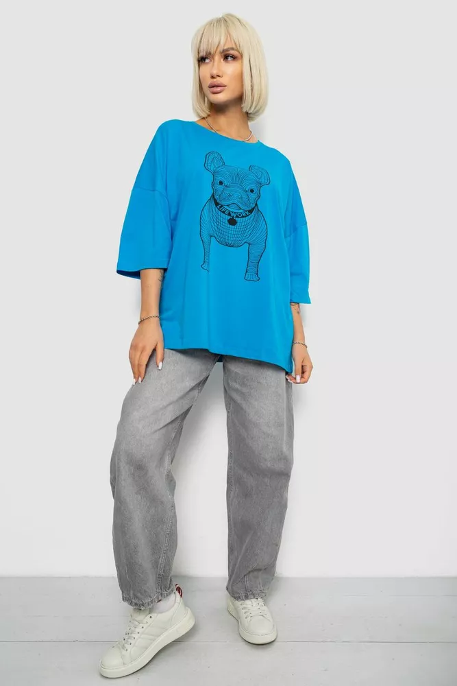 Купити Футболка жіноча з принтом, колір блакитний, 244R3008 - Фото №2