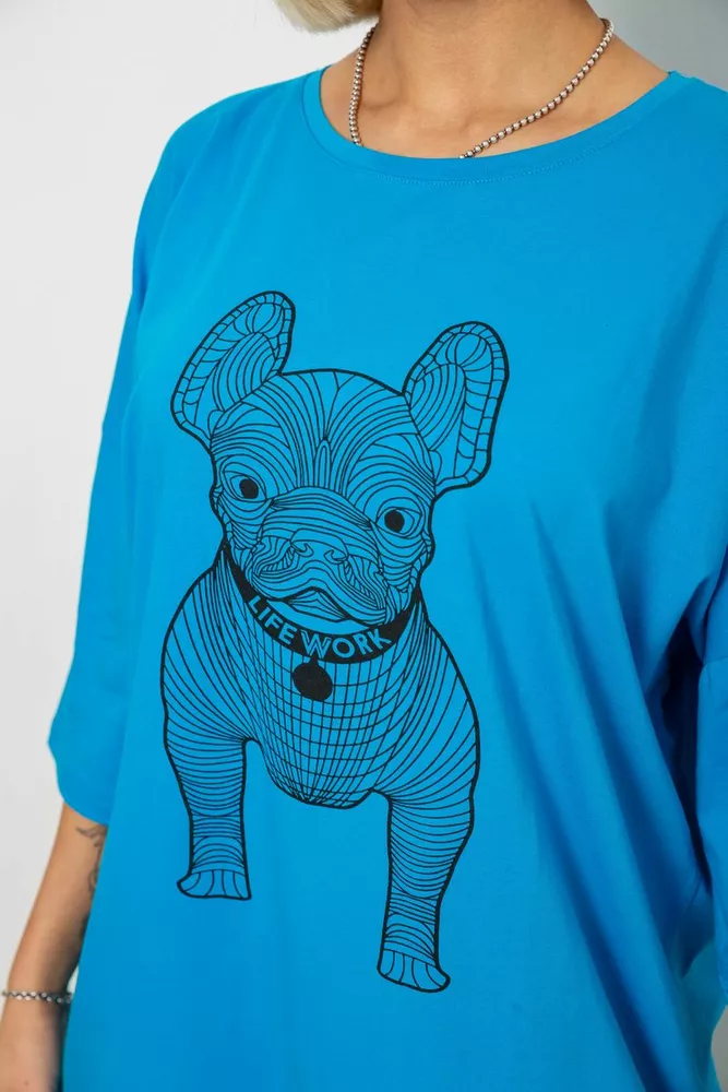 Купити Футболка жіноча з принтом, колір блакитний, 244R3008 - Фото №5