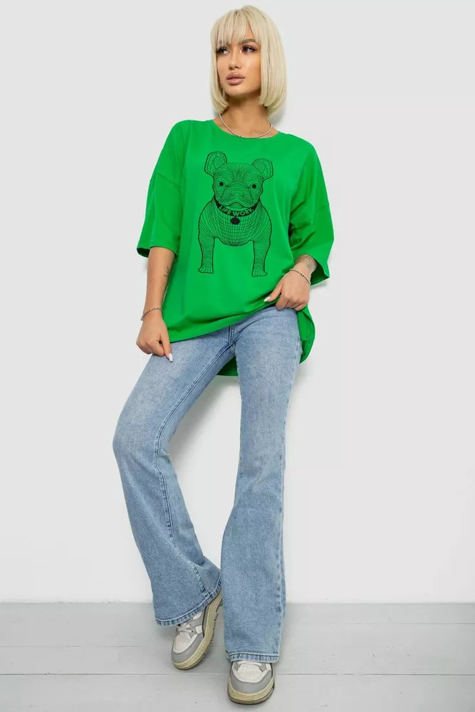 Купити Футболка жіноча з принтом, колір зелений, 244R3008 - Фото №2