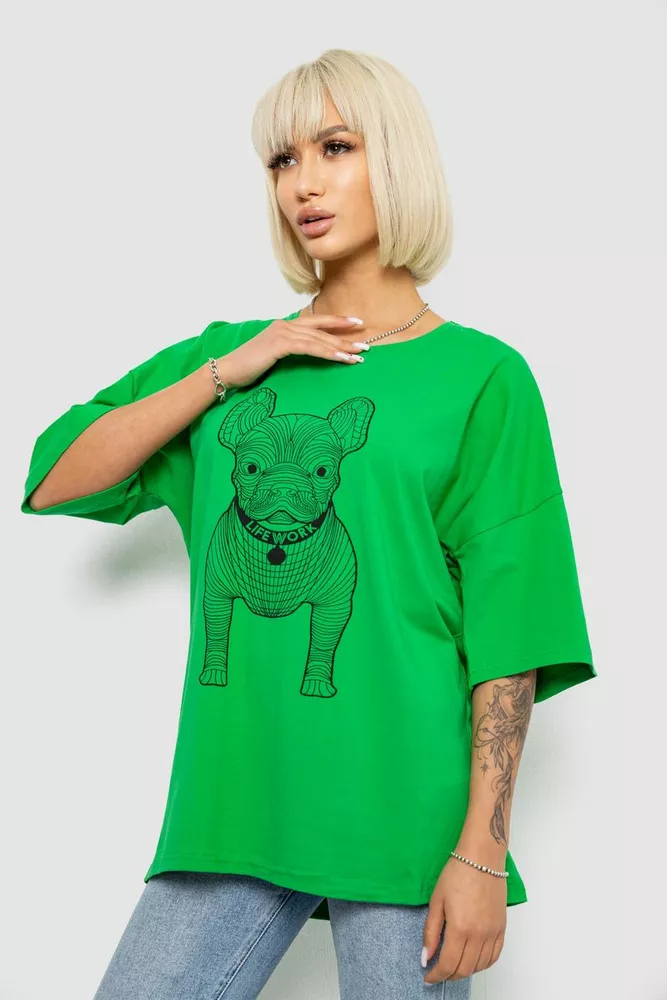 Купити Футболка жіноча з принтом, колір зелений, 244R3008 - Фото №3