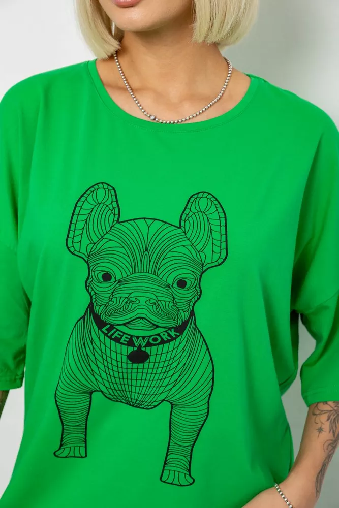 Купити Футболка жіноча з принтом, колір зелений, 244R3008 - Фото №5