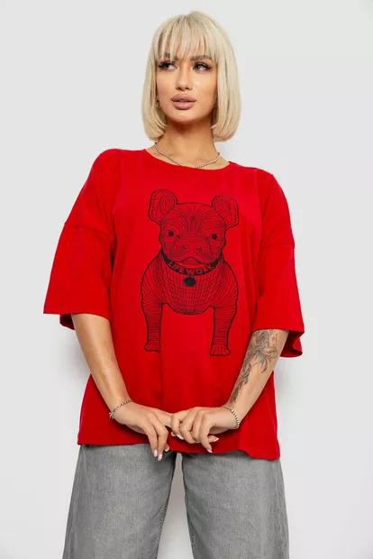 Футболка жіноча з принтом, колір червоний, 244R3008