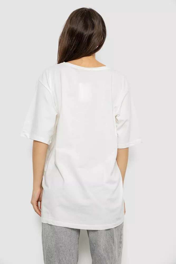 Купити Футболка жіноча з принтом, колір молочний, 244R3006 оптом - Фото №4