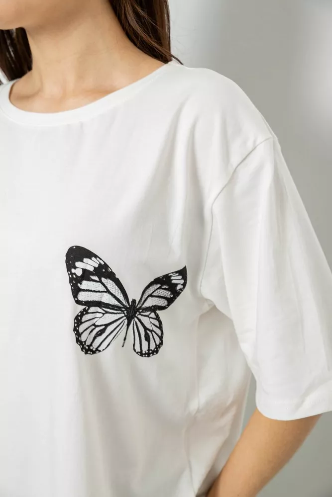 Купити Футболка жіноча з принтом, колір молочний, 244R3006 оптом - Фото №5