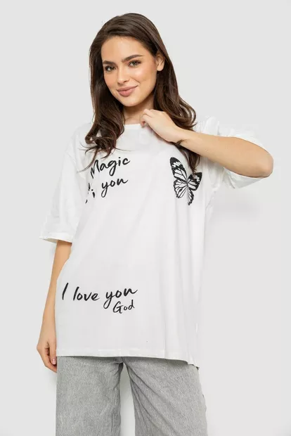 Футболка жіноча з принтом, колір молочний, 244R3006