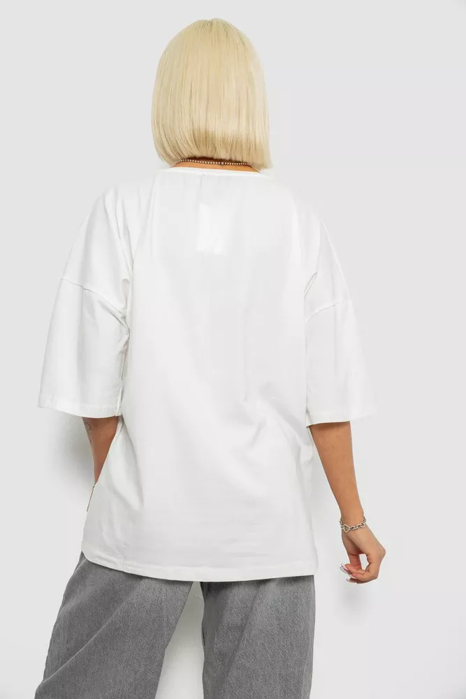 Купити Футболка жіноча з принтом, колір молочний, 244R3008 оптом - Фото №4